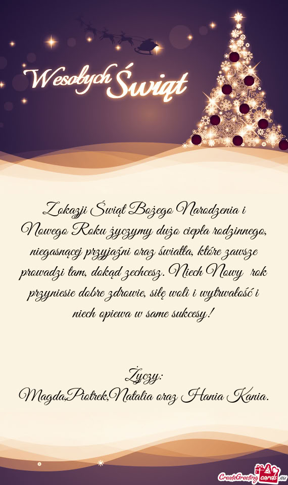 Z okazji Świąt Bożego Narodzenia i Nowego Roku życzymy dużo ciepła rodzinnego, niegasnącej pr