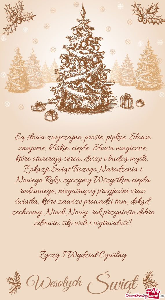 Z okazji Świąt Bożego Narodzenia i Nowego Roku życzymy Wszystkim ciepła rodzinnego, niegasnące