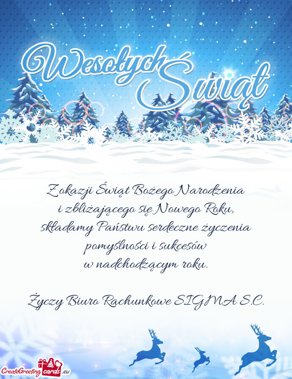 Z okazji Świąt Bożego Narodzenia  i zbliżającego się Nowego Roku,
