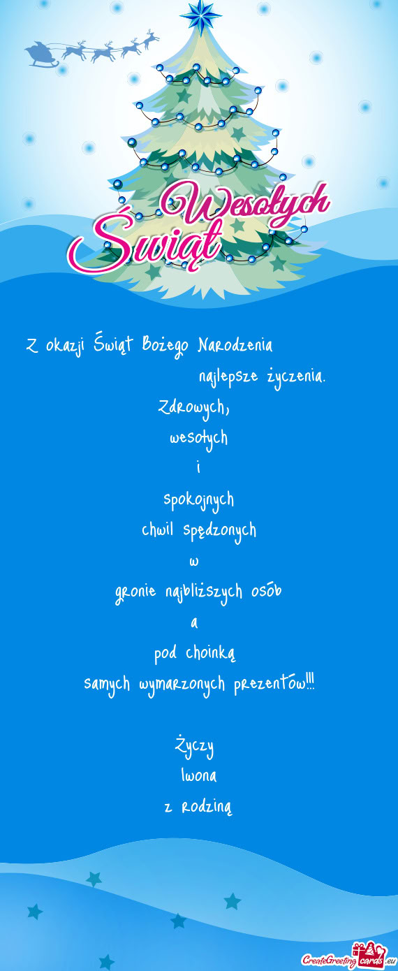 Z okazji Świąt Bożego Narodzenia       najlepsze życzenia