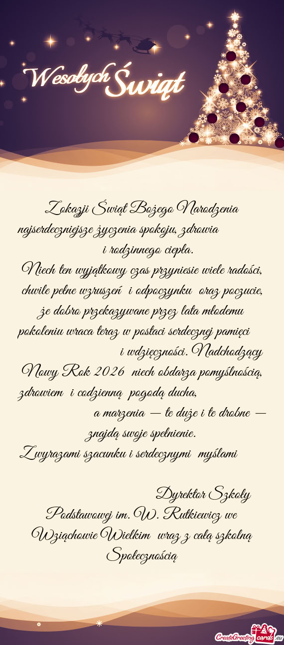 Z okazji Świąt Bożego Narodzenia najserdeczniejsze życzenia spokoju, zdrowia    i ro