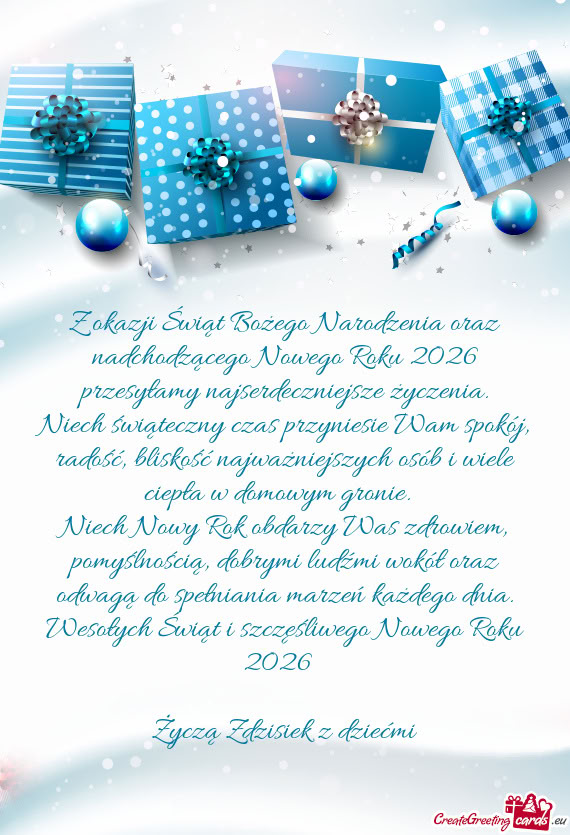 Z okazji Świąt Bożego Narodzenia oraz nadchodzącego Nowego Roku 2026 przesyłamy najserdeczniejs