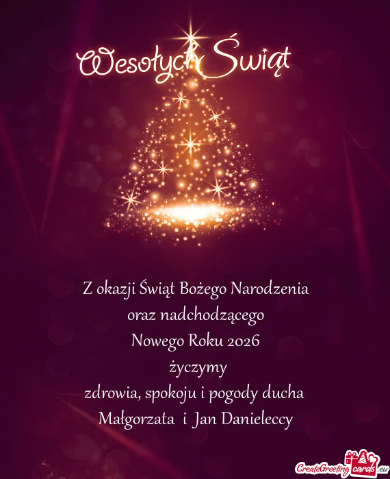 Z okazji Świąt Bożego Narodzenia oraz nadchodzącego Nowego Roku 2026 życzymy zdrowia