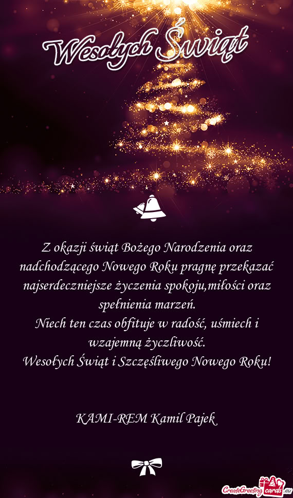 Z okazji świąt Bożego Narodzenia oraz nadchodzącego Nowego Roku pragnę przekazać najserdecznie