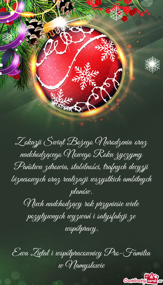 Z okazji Świąt Bożego Narodzenia oraz nadchodzącego Nowego Roku życzymy Państwu zdrowia, stabi