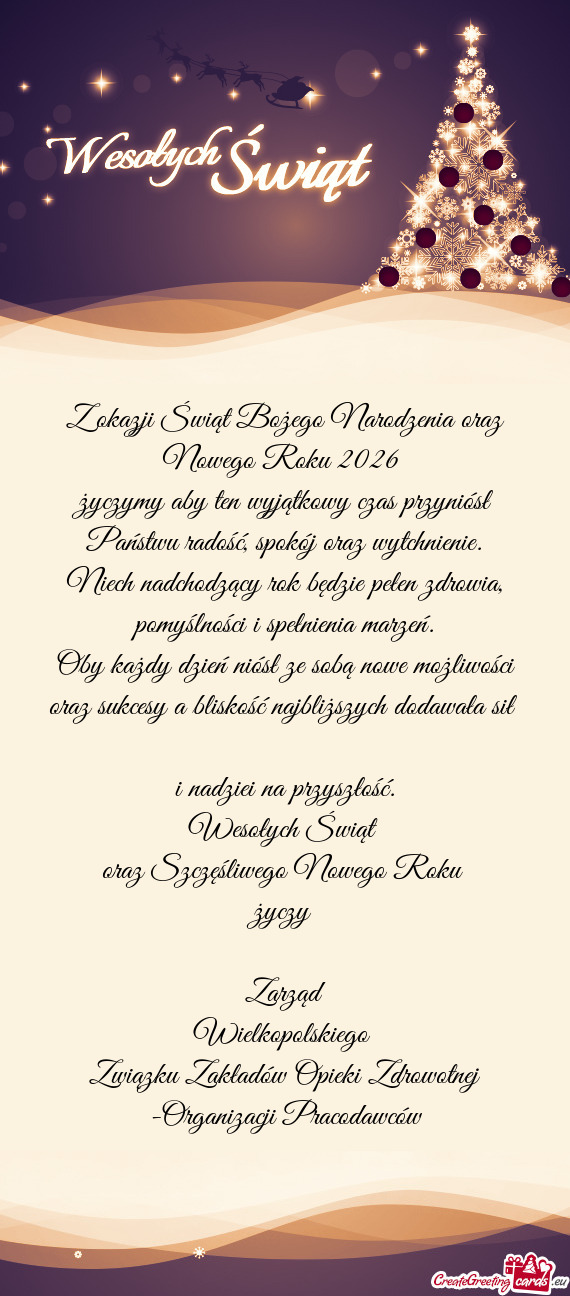 Z okazji Świąt Bożego Narodzenia oraz Nowego Roku 2026