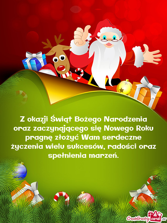 Z okazji Świąt Bożego Narodzenia oraz zaczynającego się Nowego Roku pragnę złożyć Wam serde