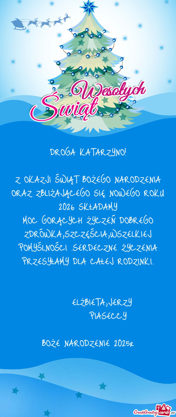 Z OKAZJI ŚWIĄT BOŻEGO NARODZENIA ORAZ ZBLIŻAJĄCEGO SIĘ NOWEGO ROKU 2026 SKŁADAMY
