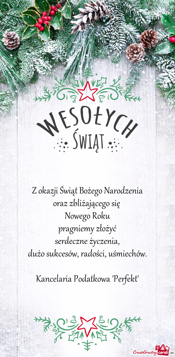 Z okazji Świąt Bożego Narodzenia oraz zbliżającego się Nowego Roku pragniemy złożyć se