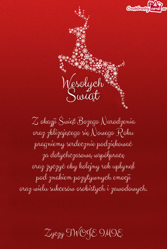 Z okazji Świąt Bożego Narodzenia  oraz zbliżającego się Nowego Roku