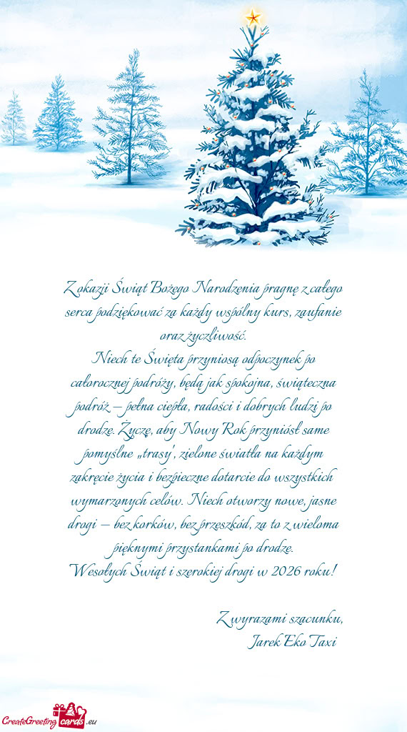 Z okazji Świąt Bożego Narodzenia pragnę z całego serca podziękować za każdy wspólny kurs, z