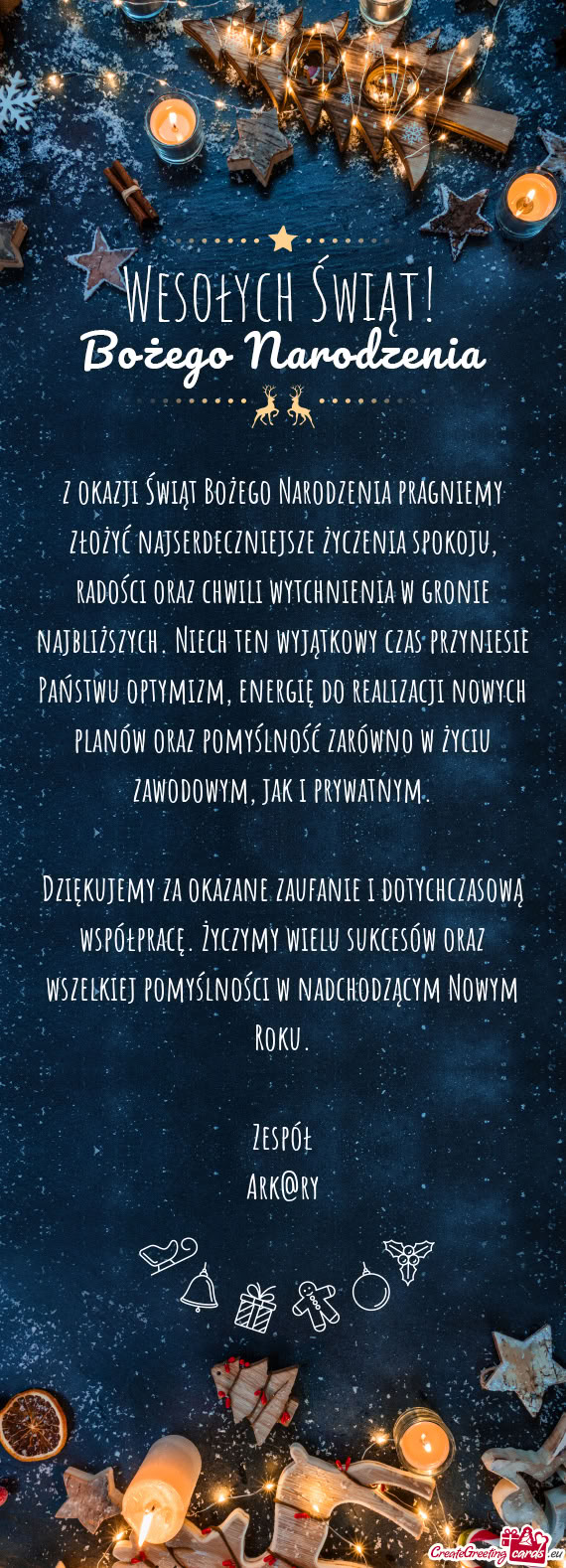 Z okazji Świąt Bożego Narodzenia pragniemy złożyć najserdeczniejsze życzenia spokoju, radośc