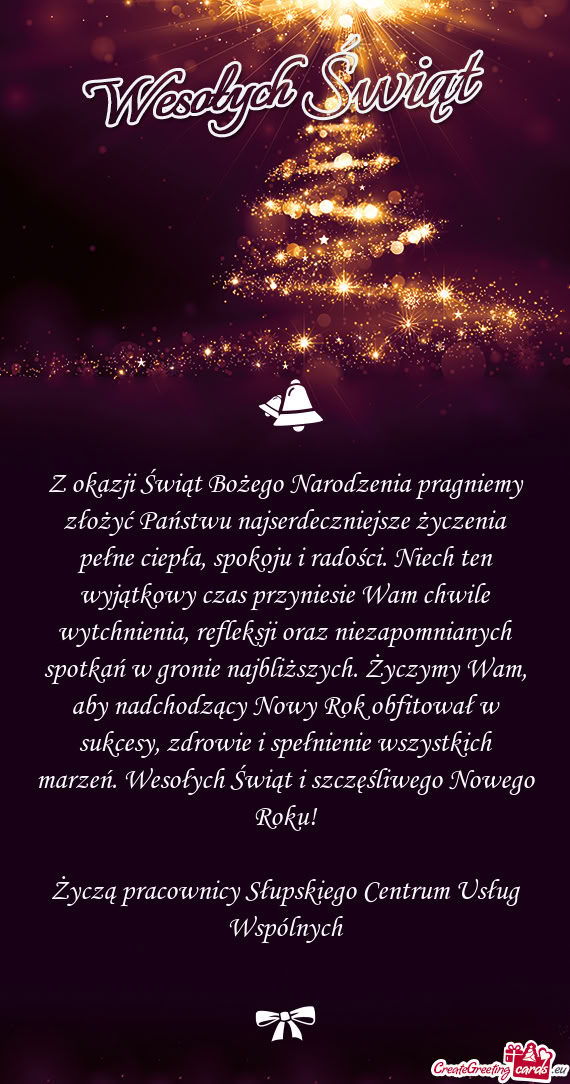 Z okazji Świąt Bożego Narodzenia pragniemy złożyć Państwu