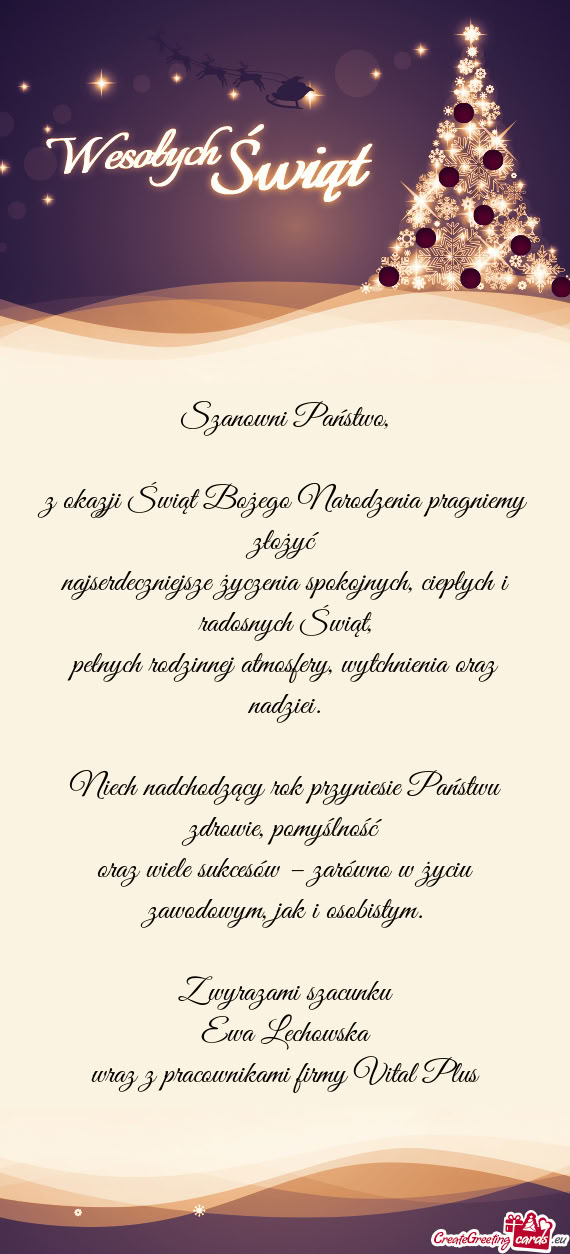 Z okazji Świąt Bożego Narodzenia pragniemy złożyć