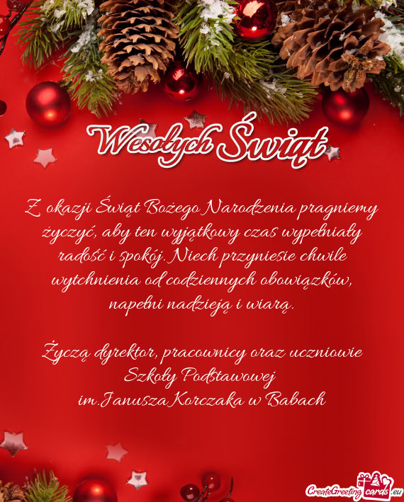 Z okazji Świąt Bożego Narodzenia pragniemy życzyć, aby ten wyjątkowy czas wypełniały radoś