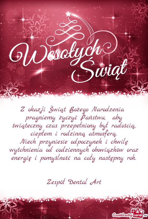 Z okazji Świąt Bożego Narodzenia pragniemy życzyć Państwu, aby świąteczny czas przepełnio