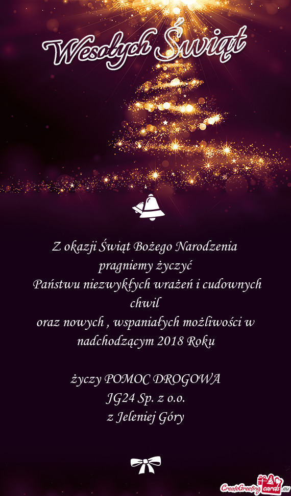 Z okazji Świąt Bożego Narodzenia pragniemy życzyć Państwu niezwykłych wrażeń i cudownyc