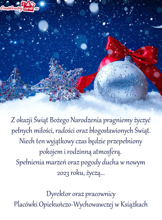 Z okazji Świąt Bożego Narodzenia pragniemy życzyć pełnych miłości, radości oraz błogosław