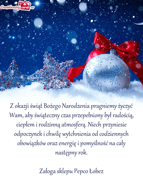 Z okazji świąt Bożego Narodzenia pragniemy życzyć Wam, aby świąteczny czas przepełniony był
