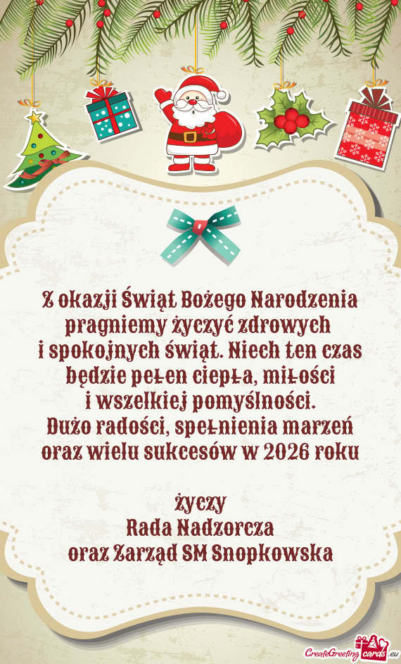Z okazji Świąt Bożego Narodzenia pragniemy życzyć zdrowych