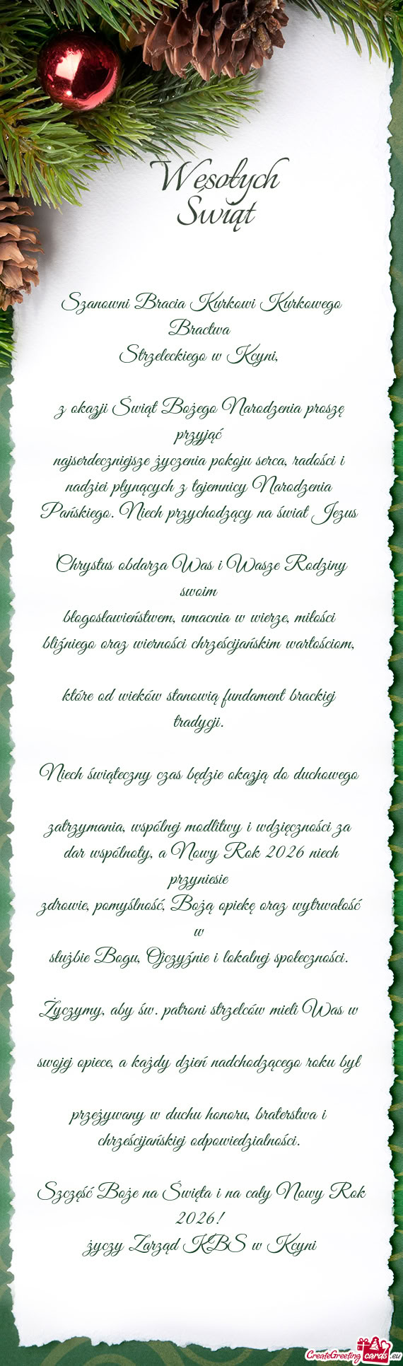 Z okazji Świąt Bożego Narodzenia proszę przyjąć