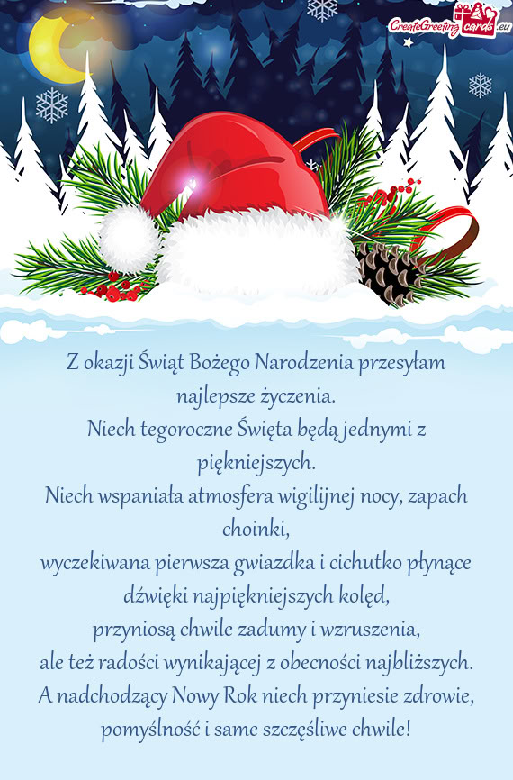 Z okazji Świąt Bożego Narodzenia przesyłam najlepsze życzenia.  Niech