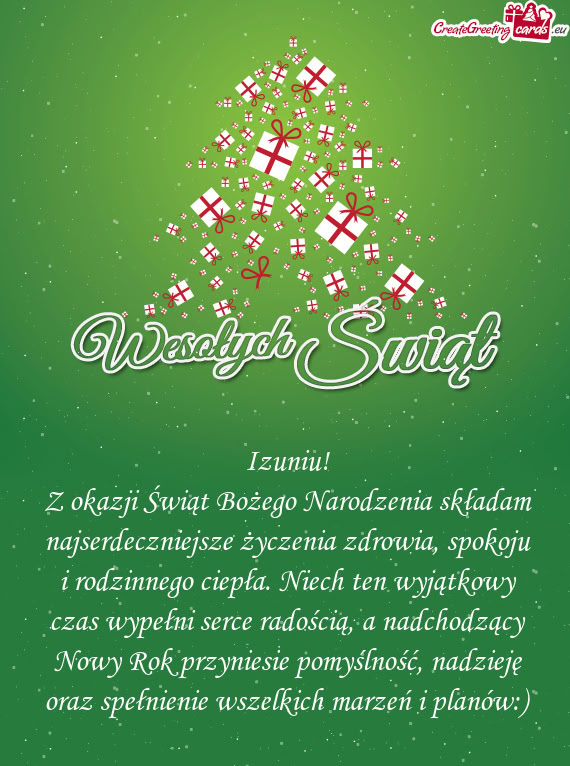 Z okazji Świąt Bożego Narodzenia składam najserdeczniejsze życzenia zdrowia, spokoju i rodzinne