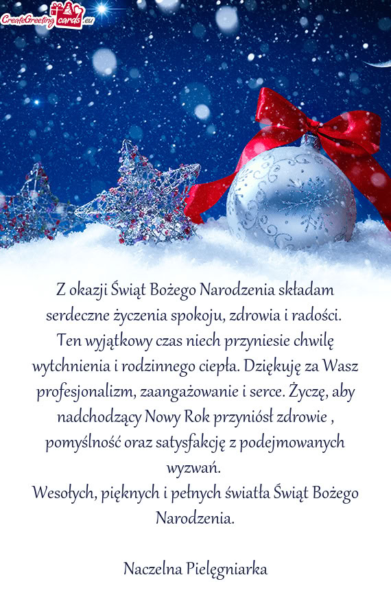 Z okazji Świąt Bożego Narodzenia składam serdeczne życzenia spokoju, zdrowia i radości