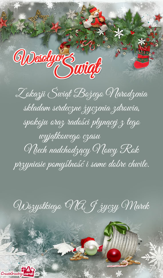 Z okazji Świąt Bożego Narodzenia składam serdeczne życzenia zdrowia, spokoju oraz radości pły