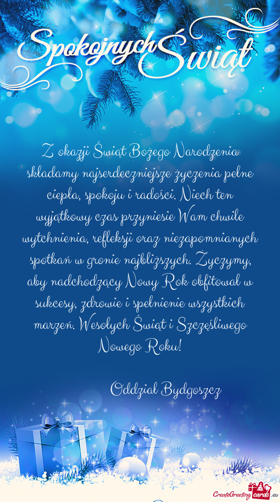 Z okazji Świąt Bożego Narodzenia składamy najserdeczniejsze życzenia pełne ciepła, spokoju i