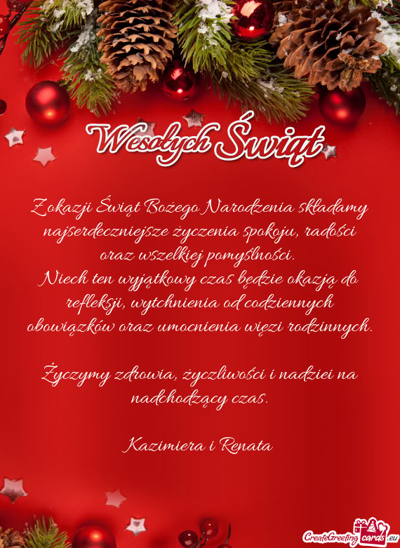 Z okazji Świąt Bożego Narodzenia składamy najserdeczniejsze życzenia spokoju, radości oraz wsz