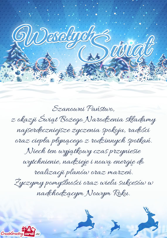 Z okazji Świąt Bożego Narodzenia składamy najserdeczniejsze życzenia spokoju, radości oraz cie