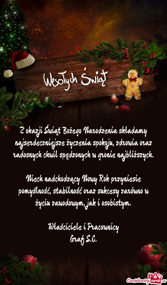 Z okazji Świąt Bożego Narodzenia składamy najserdeczniejsze życzenia spokoju, zdrowia oraz rado