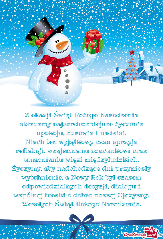 Z okazji Świąt Bożego Narodzenia składamy najserdeczniejsze życzenia spokoju, zdrowia i nadziei