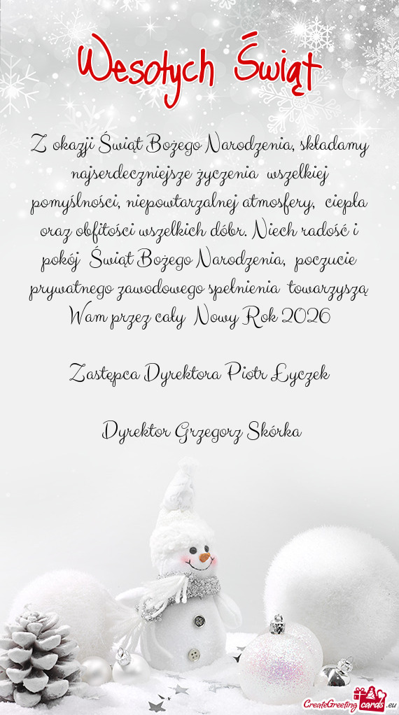 Z okazji Świąt Bożego Narodzenia, składamy najserdeczniejsze życzenia wszelkiej pomyślności