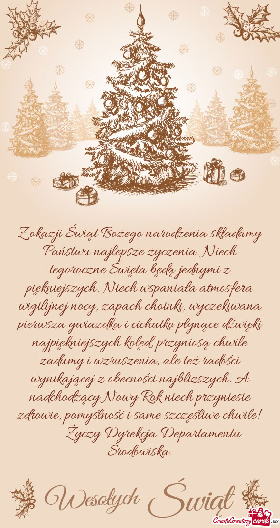 Z okazji Świąt Bożego narodzenia składamy Państwu najlepsze życzenia. Niech tegoroczne Święt