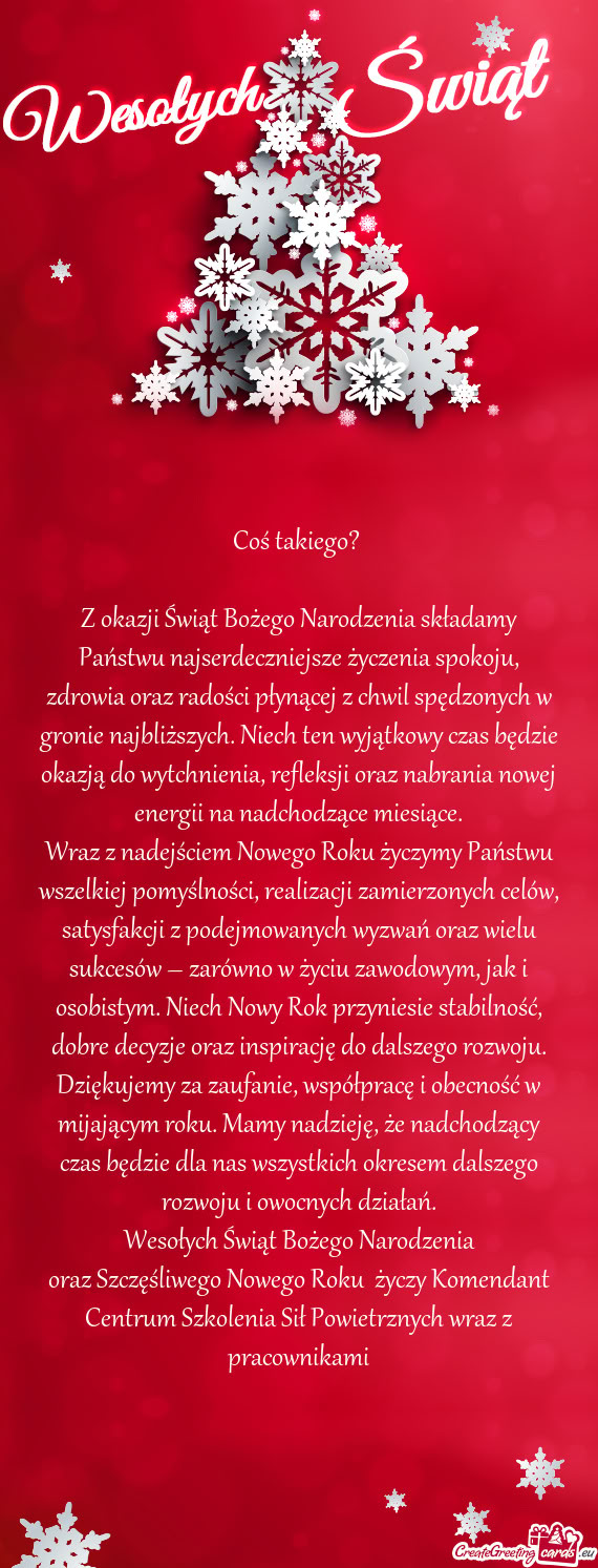 Z okazji Świąt Bożego Narodzenia składamy Państwu najserdeczniejsze życzenia spokoju, zdrowia
