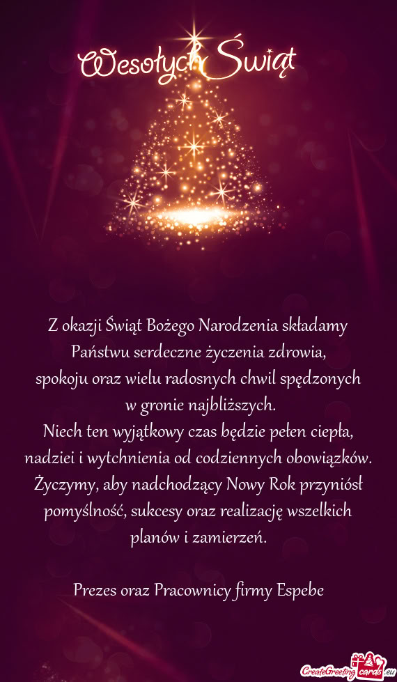 Z okazji Świąt Bożego Narodzenia składamy Państwu serdeczne życzenia zdrowia