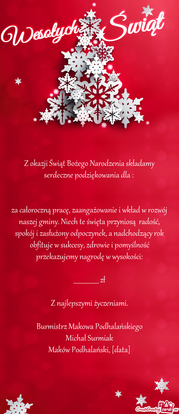 Z okazji Świąt Bożego Narodzenia składamy serdeczne podziękowania dla