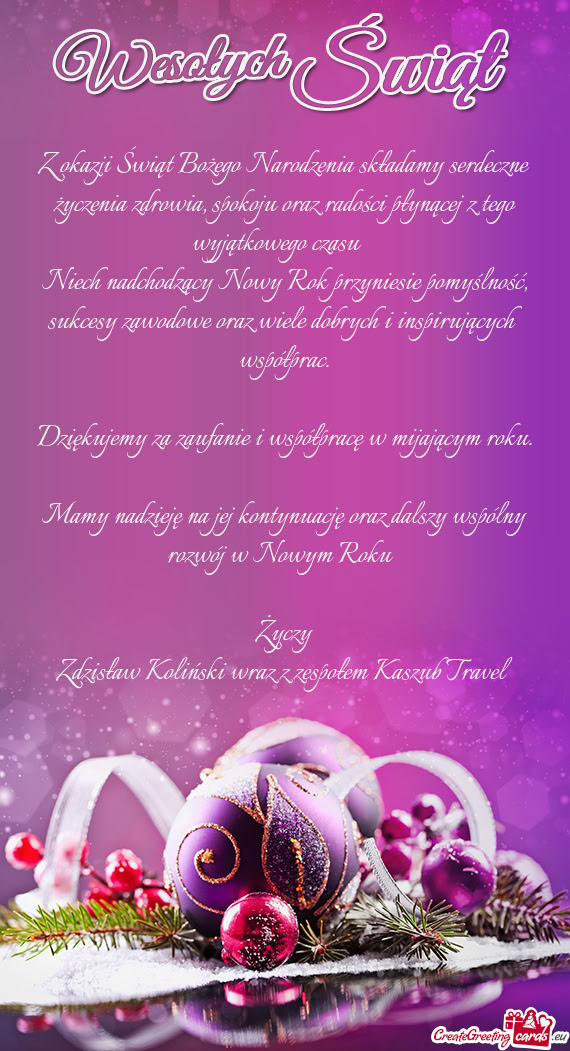 Z okazji Świąt Bożego Narodzenia składamy serdeczne życzenia zdrowia