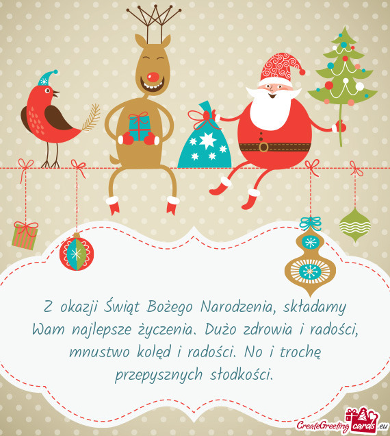 Z okazji Świąt Bożego Narodzenia, składamy Wam najlepsze życzenia. Dużo zdrowia i radości, mn