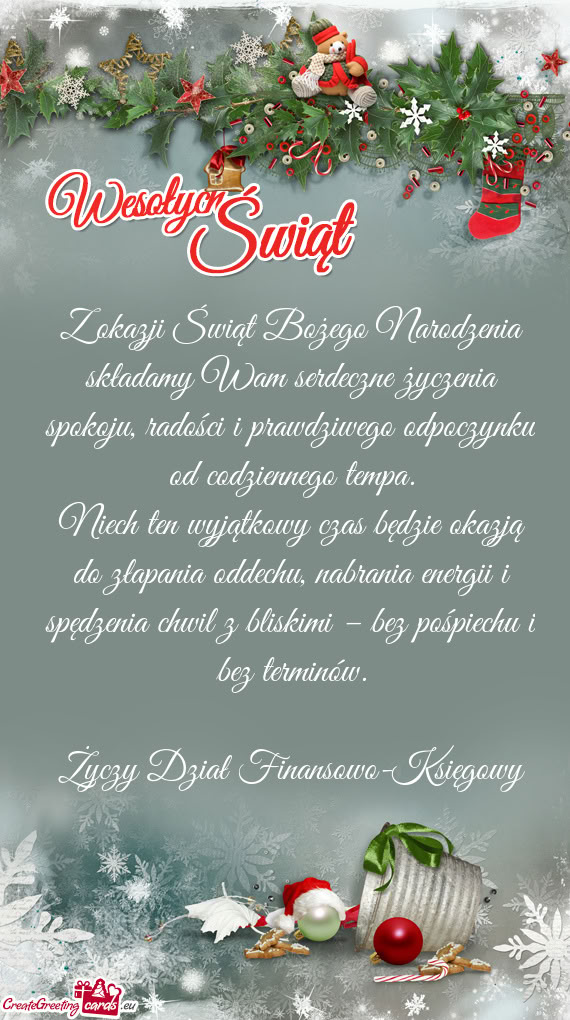 Z okazji Świąt Bożego Narodzenia składamy Wam serdeczne życzenia spokoju, radości i prawdziweg