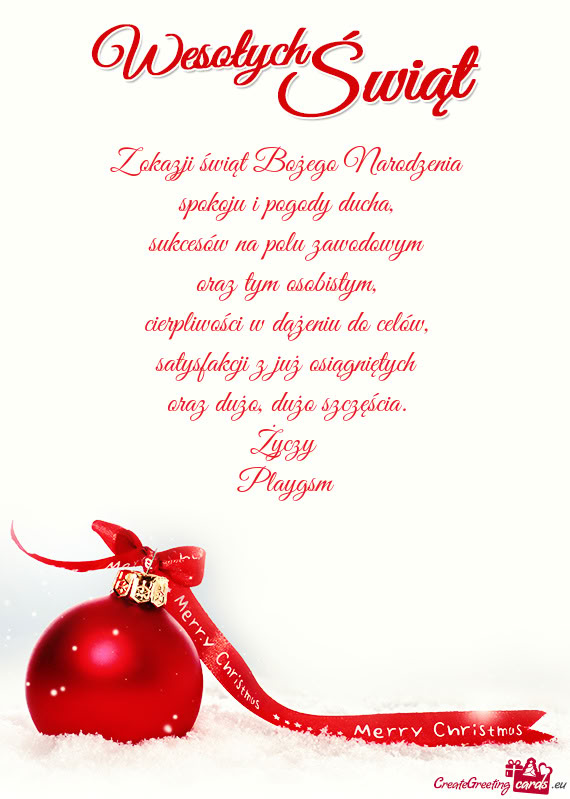 Z okazji świąt Bożego Narodzenia spokoju i pogody ducha