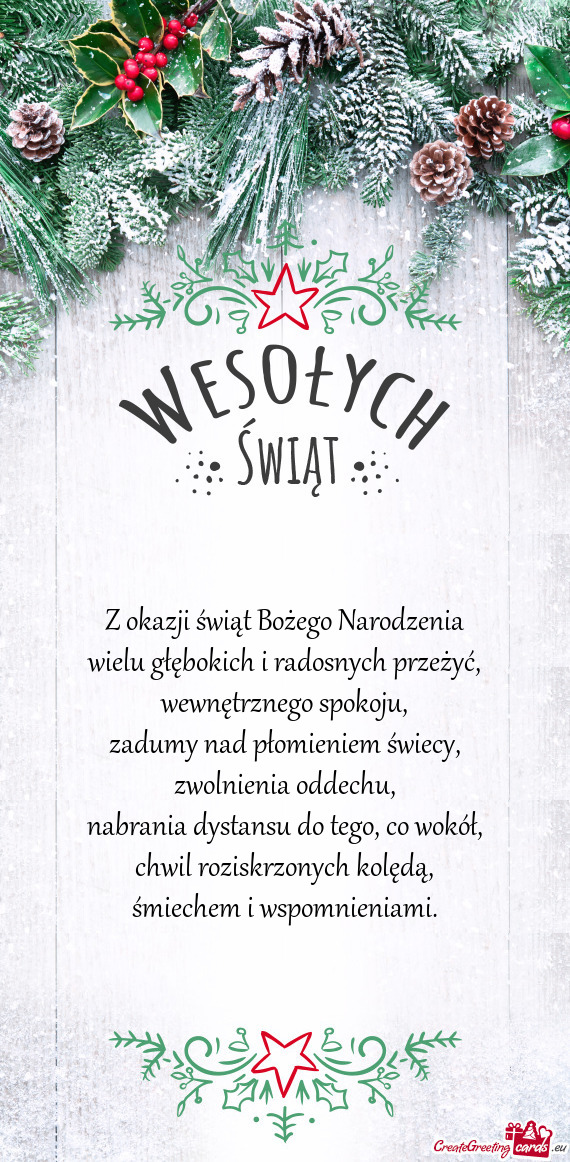 Z okazji świąt Bożego Narodzenia  wielu głębokich i radosnych przeżyć,