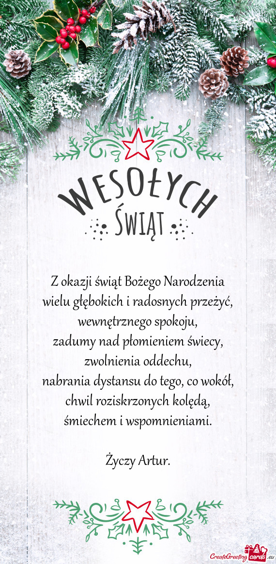 Z okazji świąt Bożego Narodzenia  wielu głębokich i radosnych przeżyć,