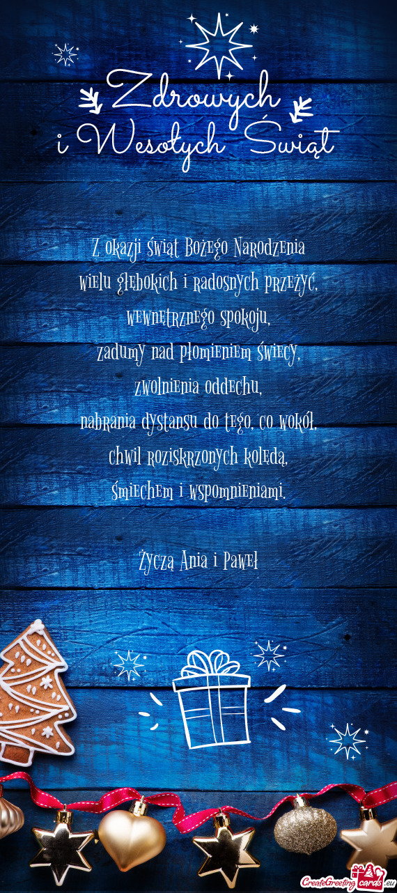 Z okazji świąt Bożego Narodzenia  wielu głębokich i radosnych przeżyć,