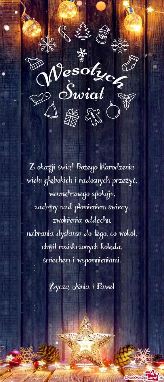 Z okazji świąt Bożego Narodzenia  wielu głębokich i radosnych przeżyć,