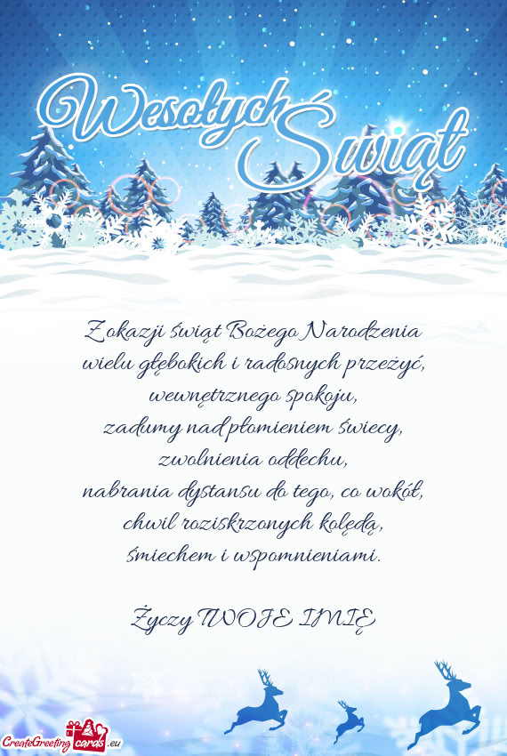 Z okazji świąt Bożego Narodzenia  wielu głębokich i radosnych przeżyć,
