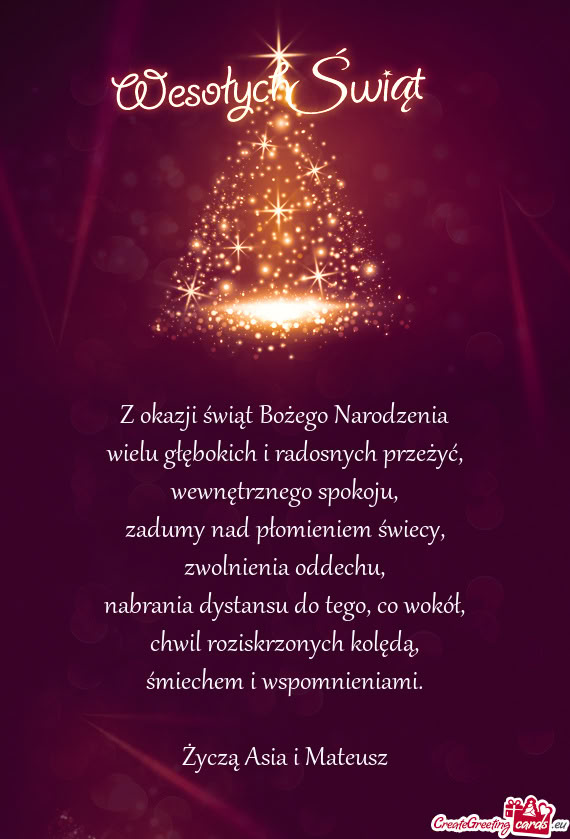 Z okazji świąt Bożego Narodzenia  wielu głębokich i radosnych przeżyć,