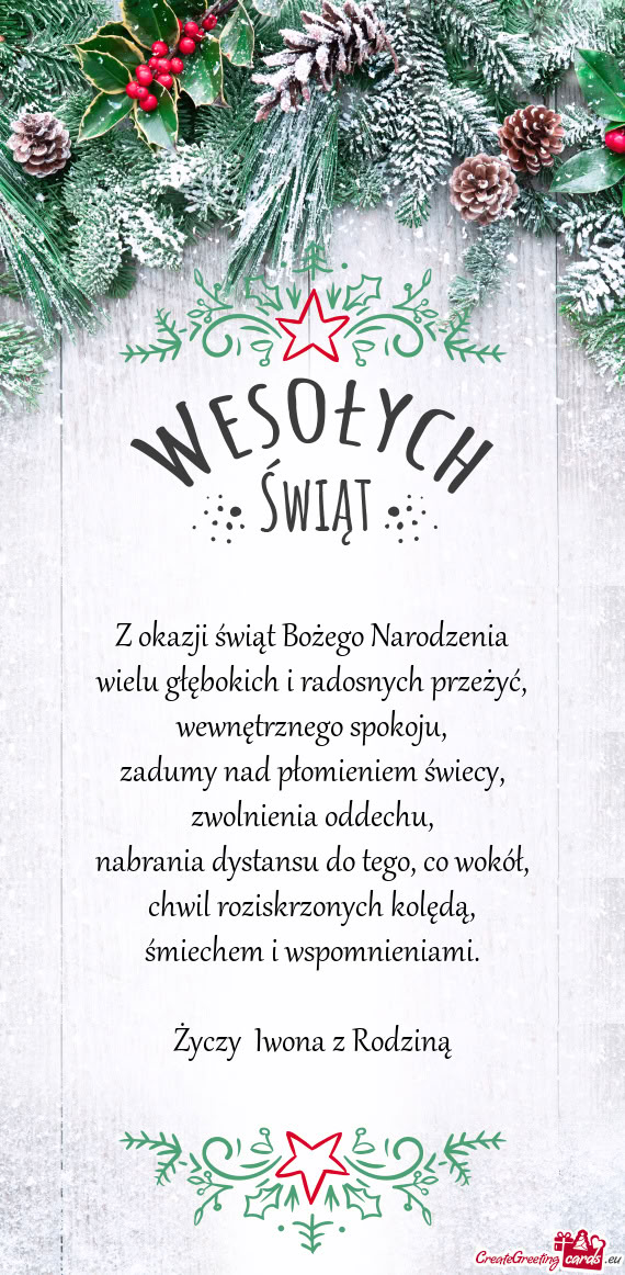 Z okazji świąt Bożego Narodzenia  wielu głębokich i radosnych przeżyć,